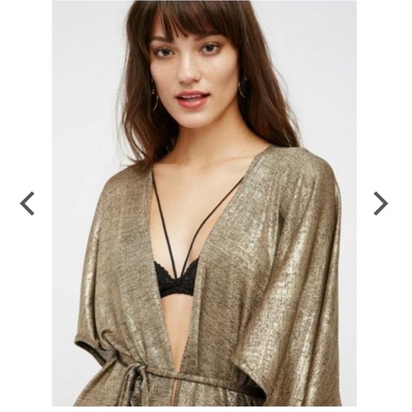 Free People Gold Age of Aquarius Kimono Top - Picture 4 of 16